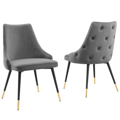 EEI-5043-GRY Adorn Dining Side Chair Performance Velvet Set of 2 Gray