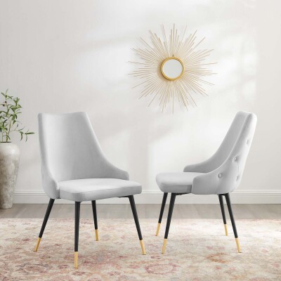 EEI-5043-LGR Adorn Dining Side Chair Performance Velvet Set of 2 Light Gray