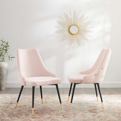 EEI-5043-PNK Adorn Dining Side Chair Performance Velvet Set of 2 Pink