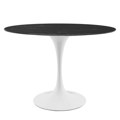 EEI-5169-WHI-BLK Lippa 42" Oval Artificial Marble Dining Table