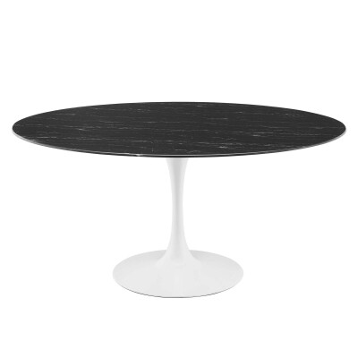 EEI-5184-WHI-BLK Lippa 60" Artificial Marble Dining Table