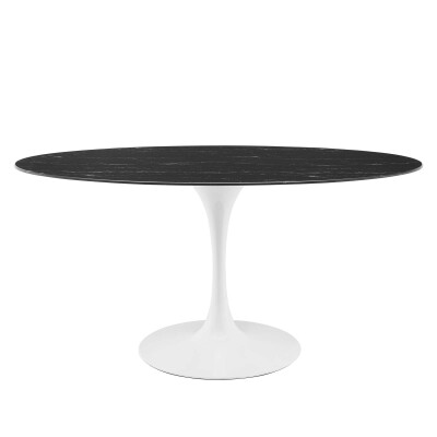 EEI-5186-WHI-BLK Lippa 60" Artificial Marble Dining Table