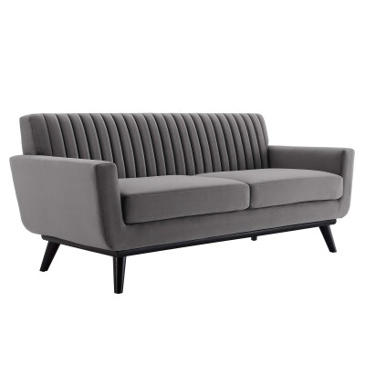 EEI-5458-GRY Engage Channel Tufted Performance Velvet Loveseat Gray