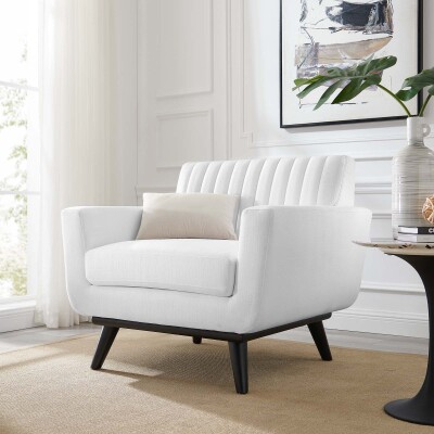 EEI-5460-WHI Engage Channel Tufted Fabric Armchair White