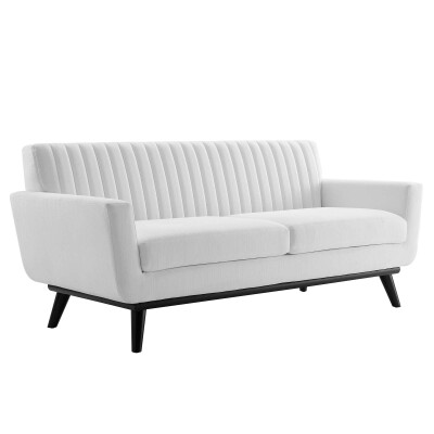 EEI-5461-WHI Engage Channel Tufted Fabric Loveseat White
