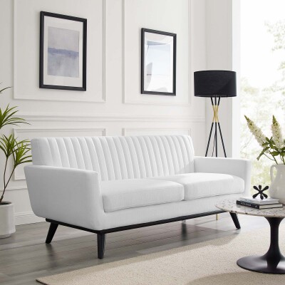 EEI-5461-WHI Engage Channel Tufted Fabric Loveseat White