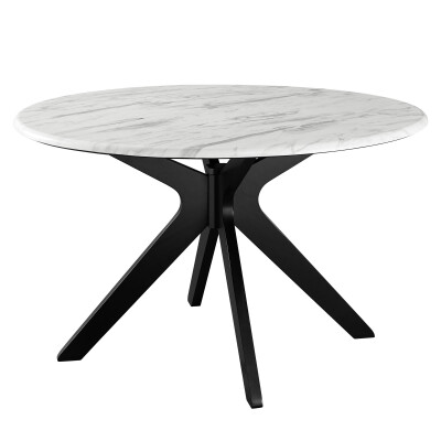 EEI-5508-BLK-WHI Traverse 50" Round Performance Artificial Marble Dining Table
