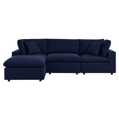 EEI-5581-NAV Commix 4 Piece Sunbrella® Outdoor Patio Sectional Sofa Blue
