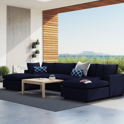 EEI-5586-NAV Commix 6-Piece Sunbrella® Outdoor Patio Sectional Sofa
