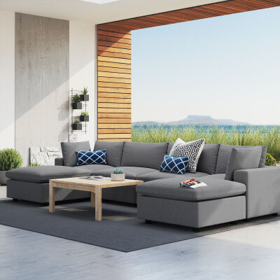 EEI-5586-SLA Commix 6-Piece Sunbrella® Outdoor Patio Sectional Sofa