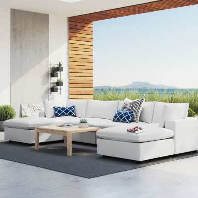 EEI-5586-WHI Commix 6-Piece Sunbrella® Outdoor Patio Sectional Sofa