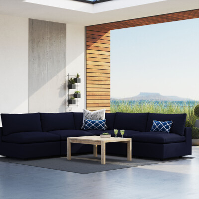 EEI-5588-NAV Commix 5-Piece Sunbrella® Outdoor Patio Sectional Sofa