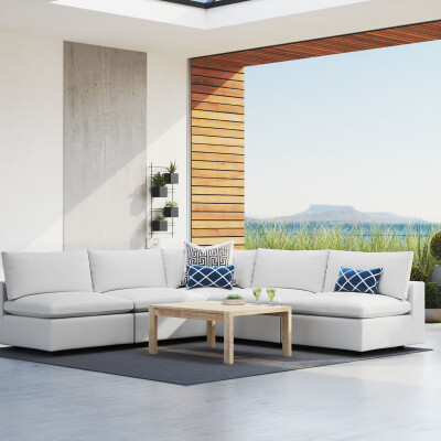 EEI-5588-WHI Commix 5-Piece Sunbrella® Outdoor Patio Sectional Sofa