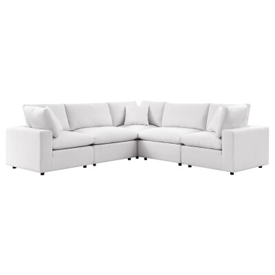 EEI-5589-WHI Commix 5-Piece Outdoor Patio Sectional Sofa
