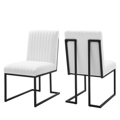 EEI-5740-WHI Indulge Channel Tufted Fabric Dining Chairs (Set of 2) White