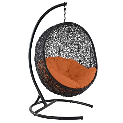 EEI-739-ORA-SET Encase Swing Outdoor Patio Lounge Chair Orange