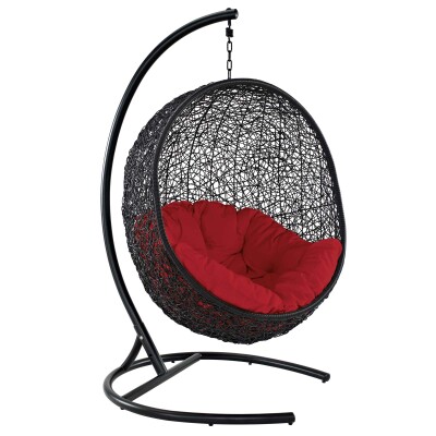 EEI-739-RED-SET Encase Swing Outdoor Patio Lounge Chair Red