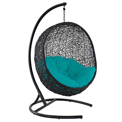 EEI-739-TRQ-SET Encase Swing Outdoor Patio Lounge Chair Turquoise
