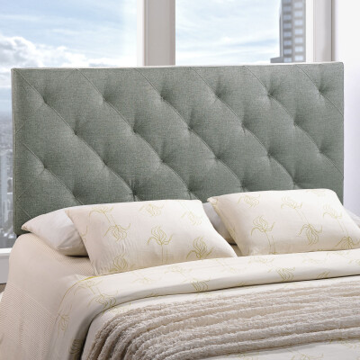 MOD-5040-GRY Theodore Queen Upholstered Fabric Headboard Gray