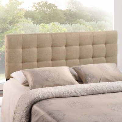 MOD-5144-BEI Lily King Upholstered Fabric Headboard Beige