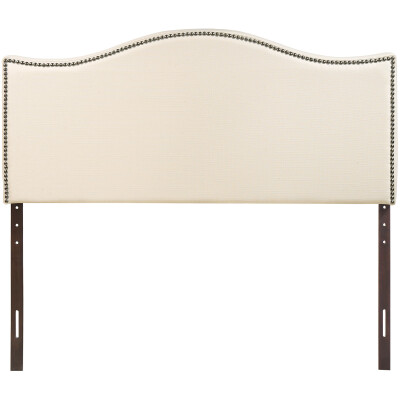 MOD-5206-IVO Curl Queen Nailhead Upholstered Headboard Ivory