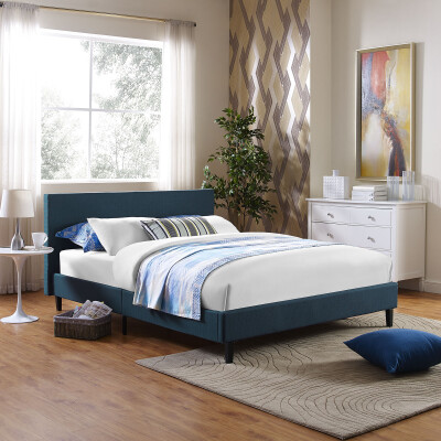 Anya Queen Bed Azure | Polyester by Modway