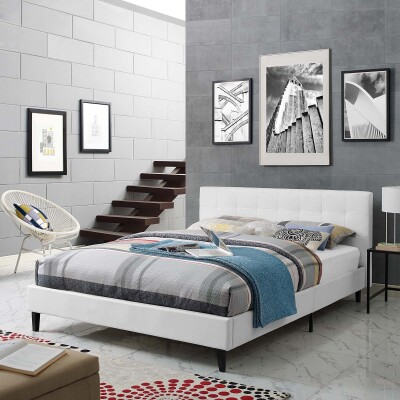 MOD-5423-WHI Linnea Full Faux Leather Bed White