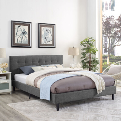 MOD-5426-GRY Linnea Queen Fabric Bed Gray
