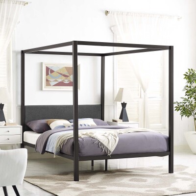 MOD-5570-BRN-GRY Raina Queen Canopy Bed Frame