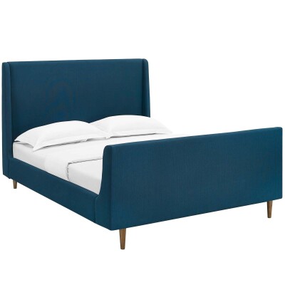 MOD-5824-AZU Aubree Queen Upholstered Fabric Sleigh Platform Bed Azure