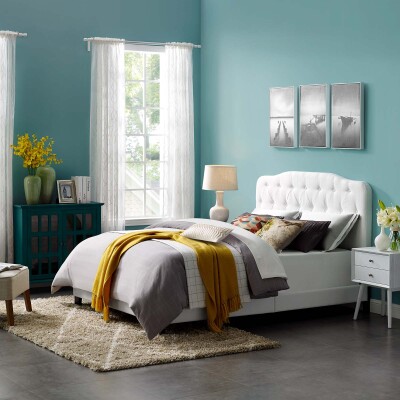 MOD-5839-WHI Amelia Full Upholstered Fabric Bed White