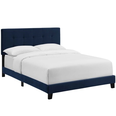 MOD-5851-MID Amira Twin Upholstered Velvet Bed Midnight Blue