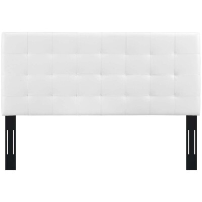 MOD-5854-WHI Paisley Tufted Full / Queen Upholstered Faux Leather Headboard White