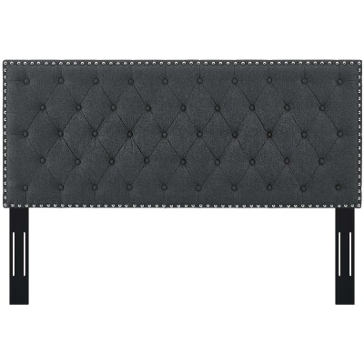 MOD-5858-GRY Helena Tufted Twin Upholstered Linen Fabric Headboard Gray