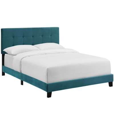 MOD-5859-SEA Amira Full Upholstered Velvet Bed Sea Blue