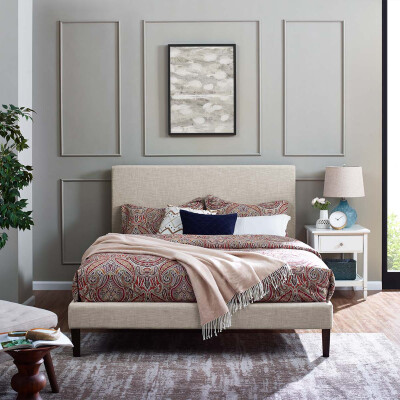 MOD-5883-BEI Taylor King and California King Upholstered Linen Fabric Headboard Beige