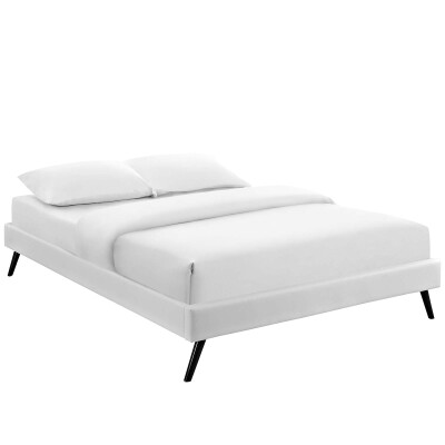 MOD-5890-WHI Loryn Queen Vinyl Bed Frame with Round Splayed Legs White