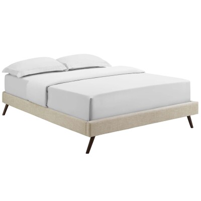 MOD-5891-BEI Loryn Queen Fabric Bed Frame with Round Splayed Legs Beige