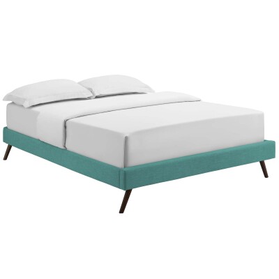 MOD-5891-TEA Loryn Queen Fabric Bed Frame with Round Splayed Legs Teal