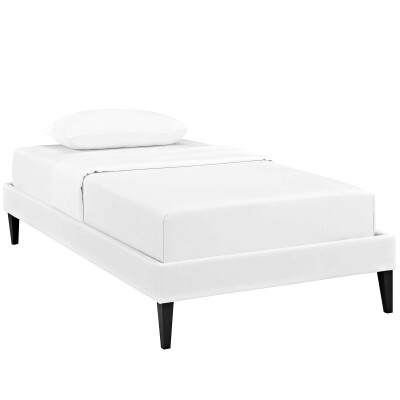 MOD-5894-WHI Tessie Twin Vinyl Bed Frame with Squared Tapered Legs White