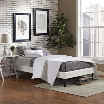 MOD-5894-WHI Tessie Twin Vinyl Bed Frame with Squared Tapered Legs White