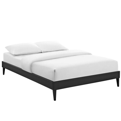 MOD-5898-BLK Tessie Queen Vinyl Bed Frame with Squared Tapered Legs Black