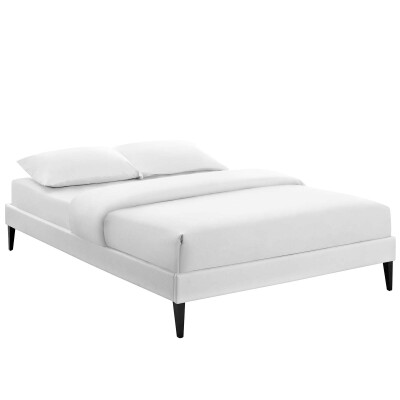 MOD-5898-WHI Tessie Queen Vinyl Bed Frame with Squared Tapered Legs White