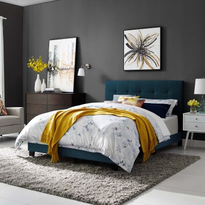 MOD-5999-AZU Amira Twin Upholstered Fabric Bed Azure
