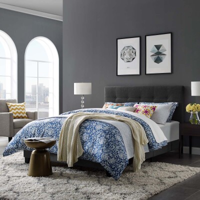 MOD-5999-GRY Amira Twin Upholstered Fabric Bed Gray