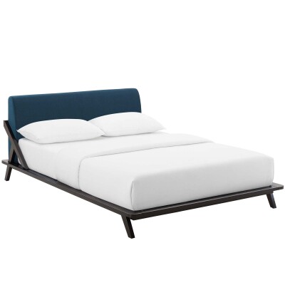 MOD-6047-CAP-BLU Luella Queen Upholstered Fabric Platform Bed