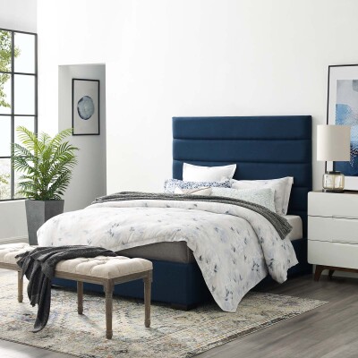 MOD-6049-BLU Genevieve Queen Upholstered Fabric Platform Bed Blue
