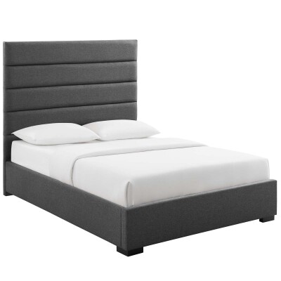 MOD-6049-GRY Genevieve Queen Upholstered Fabric Platform Bed Gray