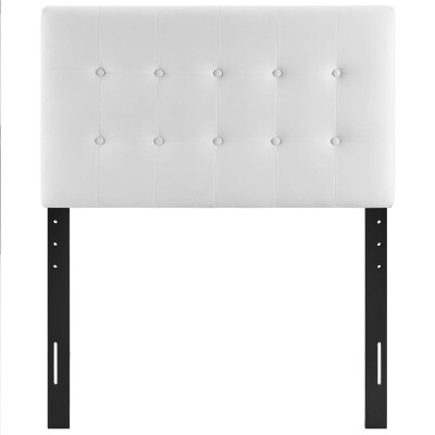MOD-6114-WHI Emily Twin Biscuit Tufted Performance Velvet Headboard White