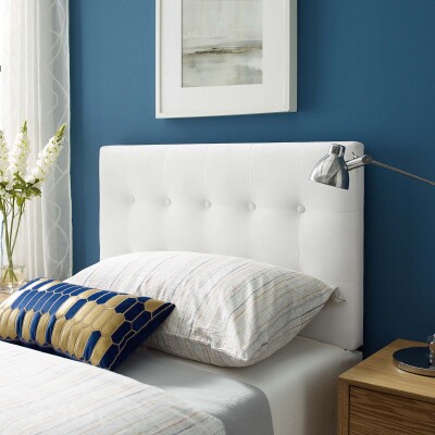 MOD-6114-WHI Emily Twin Biscuit Tufted Performance Velvet Headboard White